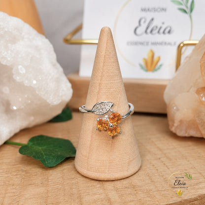 Bague Azélia Citrine Naturelle AAA Argent 925 Réglable | Zircons | Maison Eleïa