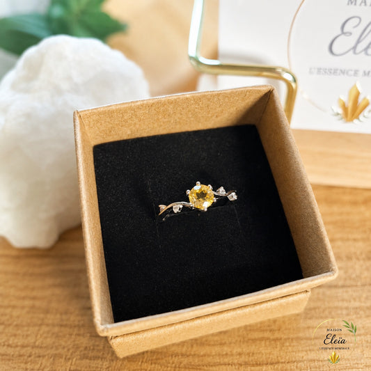 Bague Hélia - Citrine AAA naturelle • Argent 925 • Taille réglable