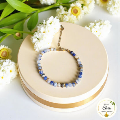 Bracelet "Horizon Bleu" - Sodalite A & Acier inoxydable doré