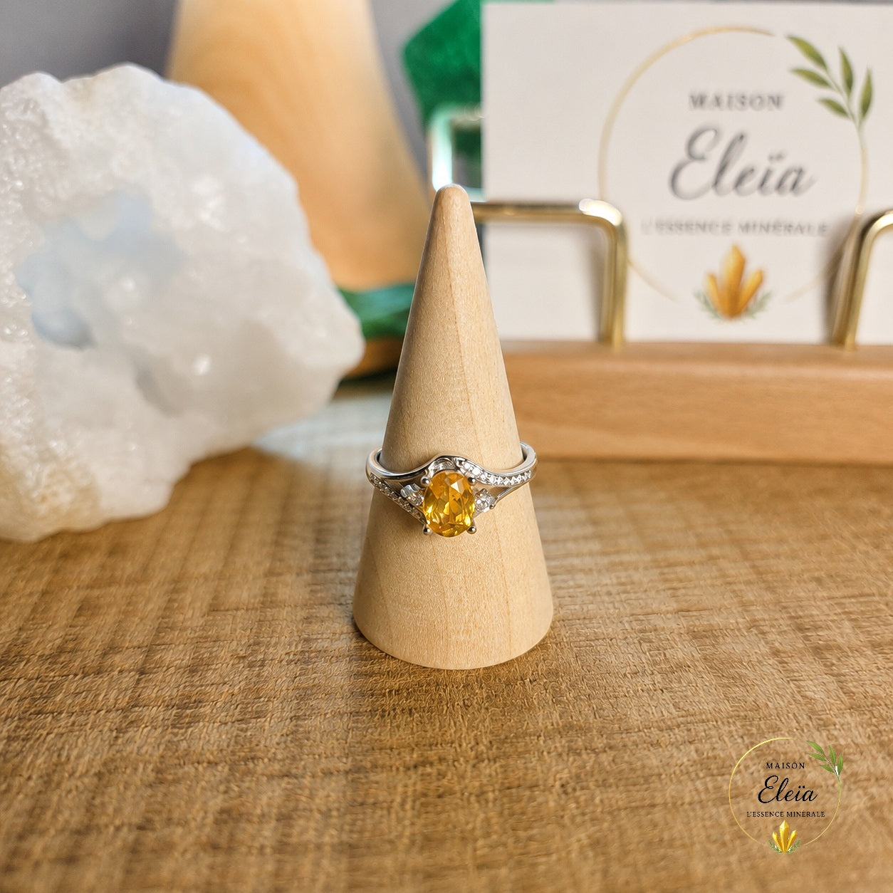 Soléa – Bague Citrine Naturelle AAA en Argent 925 | Taille Réglable