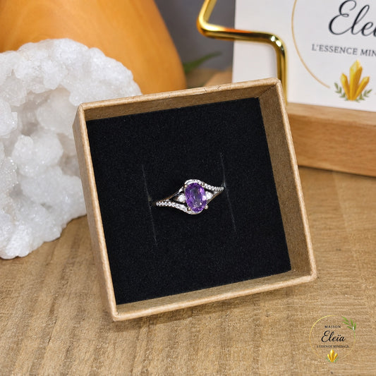 Éloria – Bague Améthyste AAA du Brésil en Argent 925 | Taille Réglable