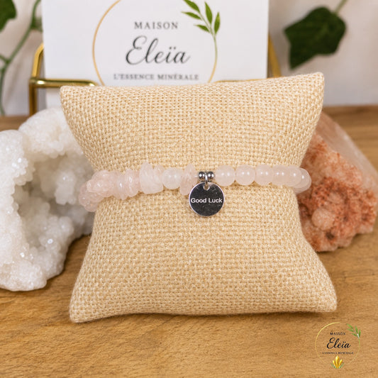 Bracelet Rosélia Quartz Rose A Brésil 6-13 mm Argenté | Acier Inoxydable Réglable 16-21 cm | Maison Eleïa
