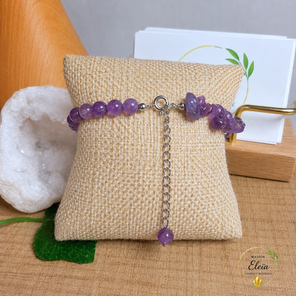 Bracelet Alya Améthyste A du Brésil – Perles 6 mm et Pépites Naturelles