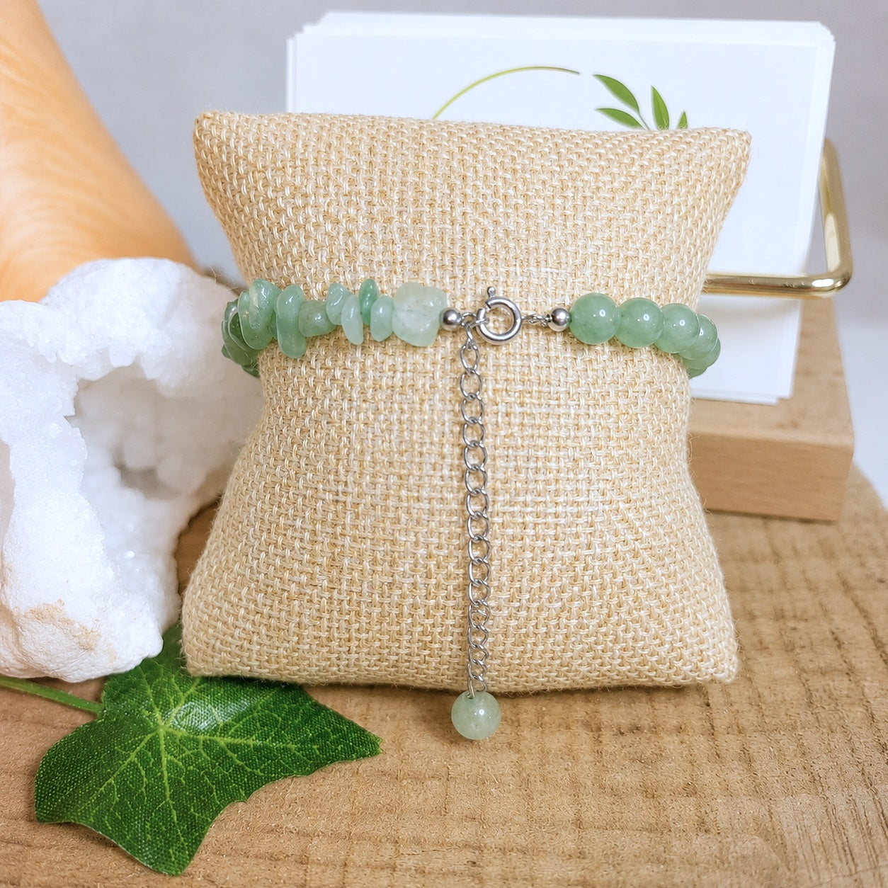 Bracelet Aventurine Verte A Brésil Wealth - Pierre Naturelle - Acier Inoxydable Argenté