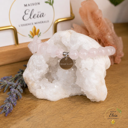 Bracelet Rosélia Quartz Rose A Brésil 6-13 mm Argenté | Acier Inoxydable Réglable 16-21 cm | Maison Eleïa