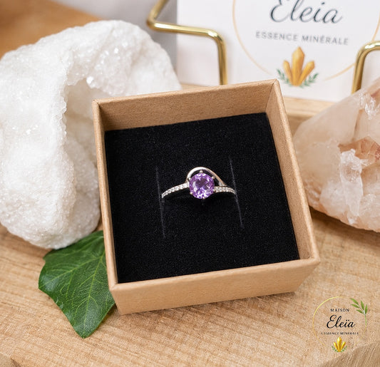 Bague Élyne Améthyste AAA Brésil Argent 925 Réglable | Zircons | Maison Eleïa