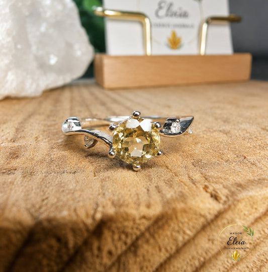 Bague Hélia - Citrine AAA naturelle • Argent 925 • Taille réglable
