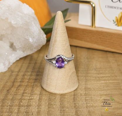 Éloria – Bague Améthyste AAA du Brésil en Argent 925 | Taille Réglable
