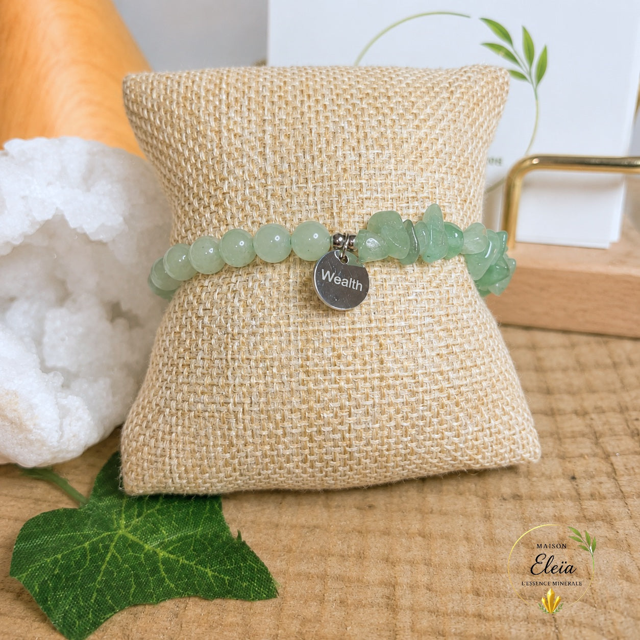 Bracelet Aventurine Verte A Brésil Wealth - Pierre Naturelle - Acier Inoxydable Argenté