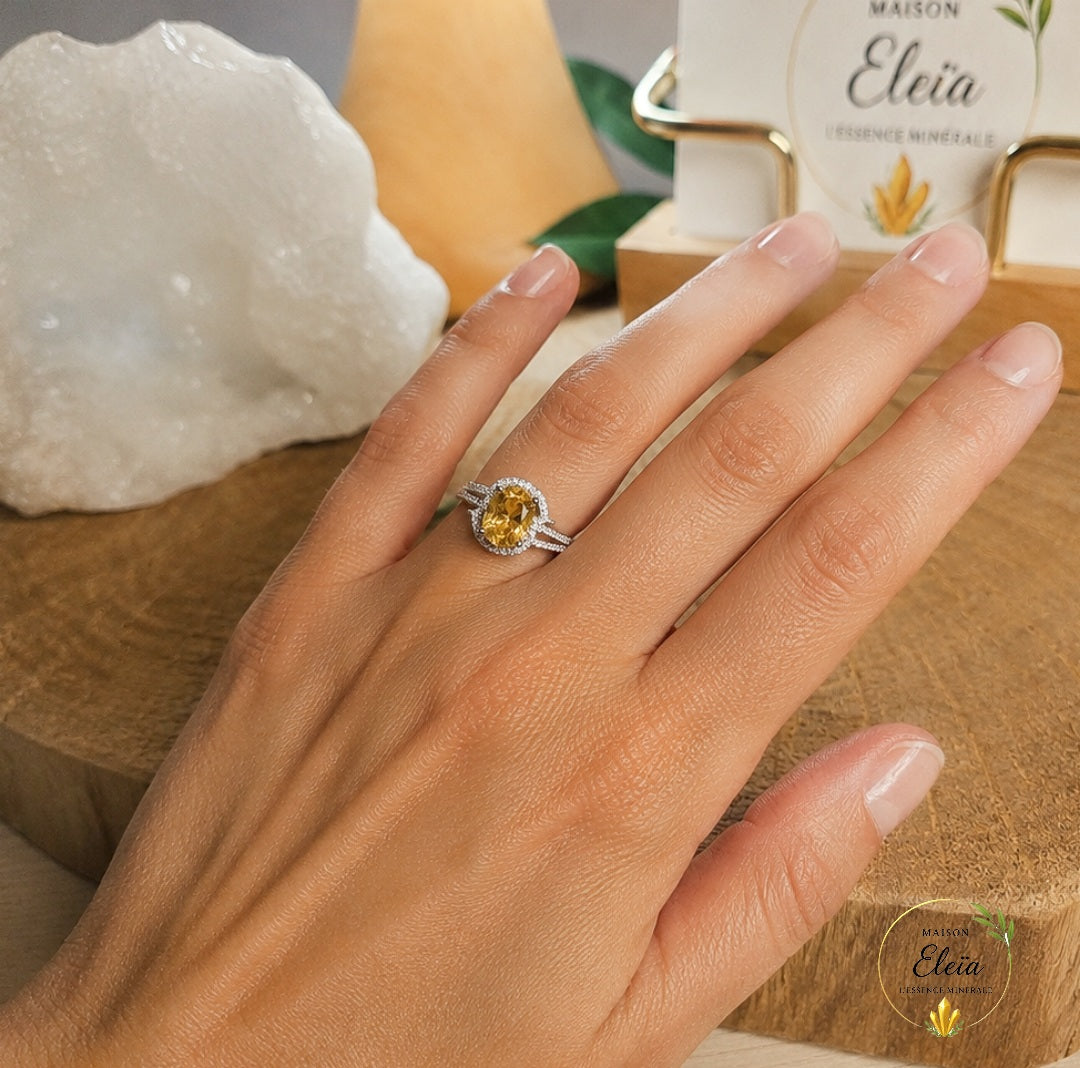Auréa – Bague en Citrine Facettée AAA & Argent 925