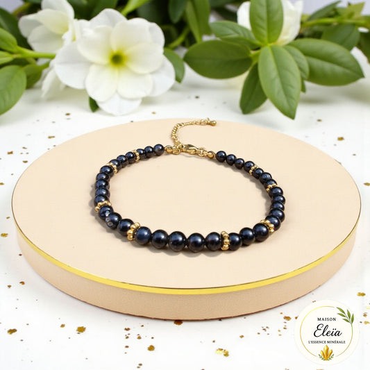 Bracelet "Force Éternelle" - Onyx A & Acier inoxydable