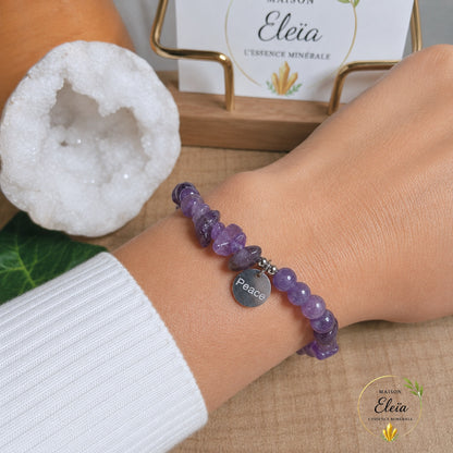 Bracelet Alya Améthyste A du Brésil – Perles 6 mm et Pépites Naturelles