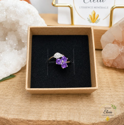 Bague Élysia Améthyste AAA du Brésil Argent 925 Réglable | Zircons | Maison Eleïa