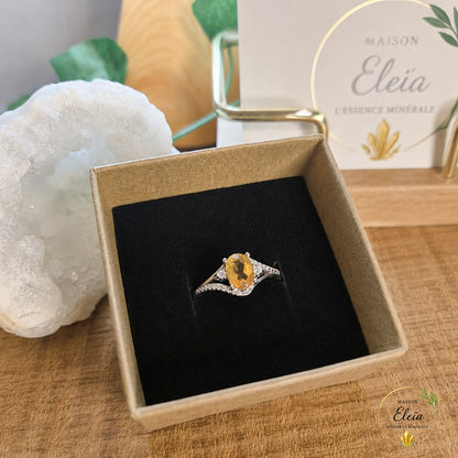 Soléa – Bague Citrine Naturelle AAA en Argent 925 | Taille Réglable