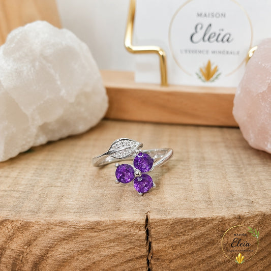 Bague Élysia Améthyste AAA du Brésil Argent 925 Réglable | Zircons | Maison Eleïa