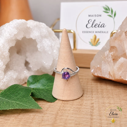 Bague Élyne Améthyste AAA Brésil Argent 925 Réglable | Zircons | Maison Eleïa