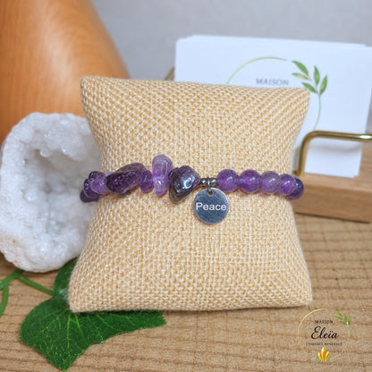 Bracelet Alya Améthyste A du Brésil – Perles 6 mm et Pépites Naturelles