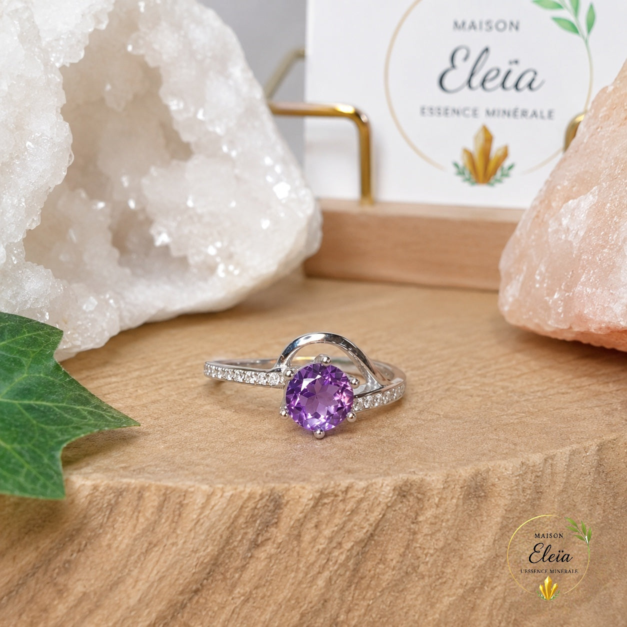 Bague Élyne Améthyste AAA Brésil Argent 925 Réglable | Zircons | Maison Eleïa