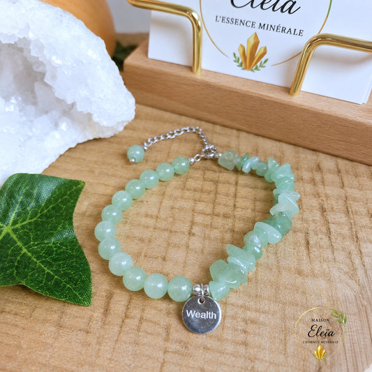 Bracelet Aventurine Verte A Brésil Wealth - Pierre Naturelle - Acier Inoxydable Argenté